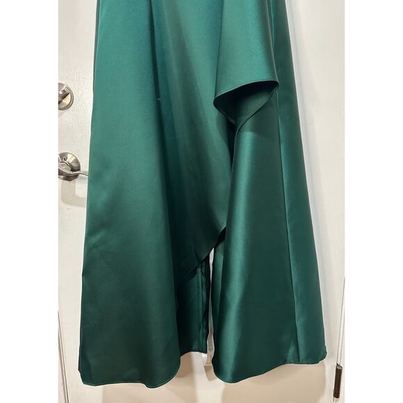 Alfred Sung Strapless Satin Gown Draped Skirt Front Slit Hunter Green Size 4 NWT - Picture 6 of 15